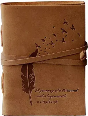 15. CAVALO - Be Unique Leather Diary Embossed With Leaf of Tree & a Quote Antique Handmade Leather Bound Diary cum Notepad for Men and Women Plain Paper of 5x7 Inch Size 240 Pages Perfect for Travel Diary