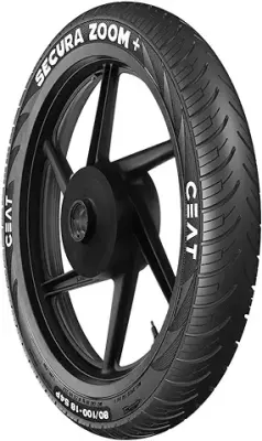 11. Ceat Secura Zoom+ 80/100-18 54P Tubeless Bike Tyre, Rear, Black