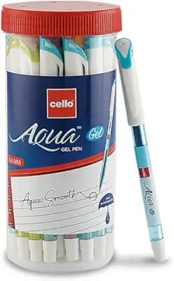 15. Cello Aqua Blue Gel Pen Jar of 25 Units