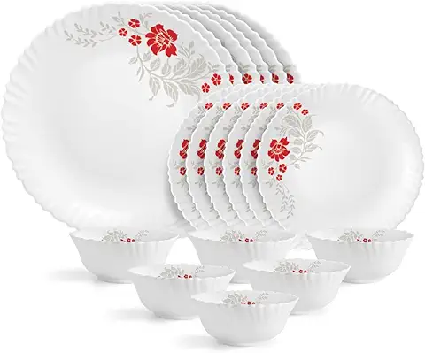 3. Cello Opalware Dazzle Series Scarlet Bliss Dinner Set
