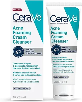 3. CeraVe Acne Foaming Cream Cleanser