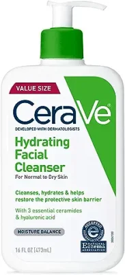 7. CeraVe Hydrating Facial Cleanser | Moisturizing Non-Foaming Face Wash with Hyaluronic Acid, Ceramides and Glycerin | Fragrance Free Paraben Free | 16 Fluid Ounce