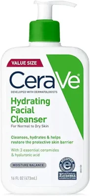1. CeraVe Hydrating Facial Cleanser | Moisturizing Non-Foaming Face Wash with Hyaluronic Acid, Ceramides and Glycerin | Fragrance Free Paraben Free | 16 Fluid Ounce