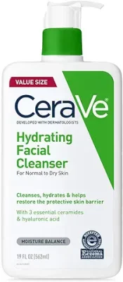 9. CeraVe Hydrating Facial Cleanser | Moisturizing Non-Foaming Face Wash with Hyaluronic Acid, Ceramides and Glycerin | Fragrance Free Paraben Free | 19 Fluid Ounce