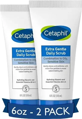 2. Cetaphil Exfoliating Face Wash, Extra Gentle Daily Face Scrub, Gently Exfoliates & Cleanses, For All Skin Types, Non-Irritating & Hypoallergenic, Suitable For Sensitive Skin, 6 Fl Oz (Pack of 2)