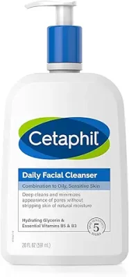 1. Cetaphil Face Wash, Daily Facial Cleanser for Sensitive, Combination to Oily Skin, NEW 20 oz, Gentle Foaming, Soap Free, Hypoallergenic
