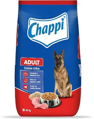 12. Chappi Adult Dry Dog Food, Chicken & Rice Flavour, 20kg Pack