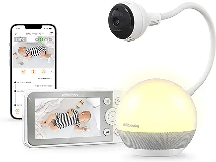 8. CHILLAX BabyMood Pro - 2 in 1 Baby Monitor with Camera and Audio with Remote Pan, Lights & Lullaby for Toddler & Infant - Full HD 360 Gooseneck Baby Camera for Nursery - Phone App & Tablet Access