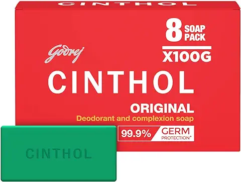 5. Cinthol Original Soap, 100g (Pack of 8) | Germ Protection | Soaps For Bath | Grade 1 Soap | For All Skin Types
