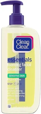 10. Clean & Clear Essentials Foaming Facial Cleanser for Sensitive Skin, Oil-Free Daily Face Wash to Remove Dirt, Oil & Makeup, 8 fl. oz