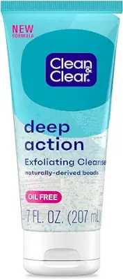 5. Clean & Clear Oil-Free Deep Action Exfoliating Facial Scrub, Cooling Face Wash for Deep Pore Cleansing, 7 oz