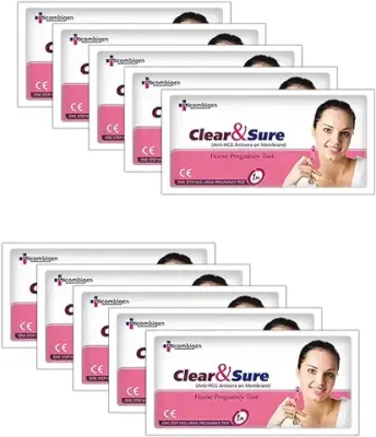10. Clear & Sure One Step Urine HCG Pregnancy Test Kit Pack of 10