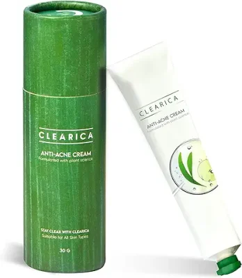 8. Clearica Hydrating Anti Acne Cream with Plant Extracts - Moisturizing Pimple Cream for All Skin Types with Protection from Active Acne, Pimples, Redness, Dryness, Flaking & Inflammation, Unisex, 30G