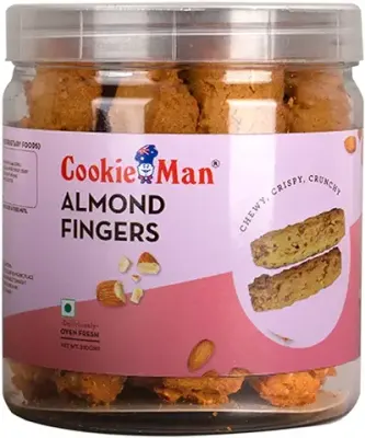 15. CookieMan Almond Fingers - 250g| Gourmet Biscuit with Real Almonds | Artisanal Cookies |Eggless Gourmet Biscuits | Best paired with Tea & Coffee Snack