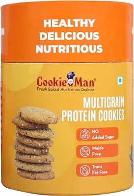 7. Cookieman Sugar Free Multigrain Protein Cookies - 200g | Healthy Cookies with Wheat, Ragi, Millets and Whey Protein | Healthy Snacking Alternative to Biscuits.