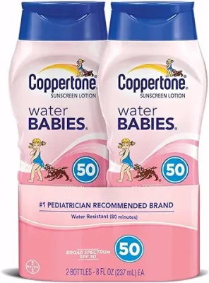 14. Coppertone Water Babies Sunscreen Lotion, SPF 50, 8 oz. (Pack of 2)