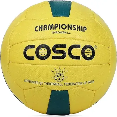 8. Cosco 17007 Rubber Throw Ball, Size 5 (Yellow & Green)