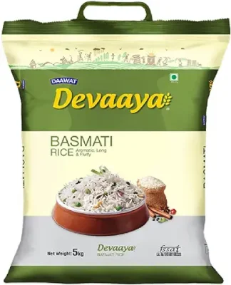 10. Daawat Devaaya, Long & Fluffy Grains Basmati Rice, 5 Kg