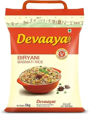 15. Daawat Devaaya, Long & Fluffy Grains Biryani Basmati Rice Bag, 5 Kg