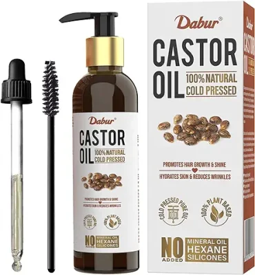 1. Dabur Castor Oil - 200ml | 100% Natural Cold Pressed Oil | Promotes Hair Growth, Hydrates Skin & Reduces Wrinkles | No Mineral Oil & Silicones