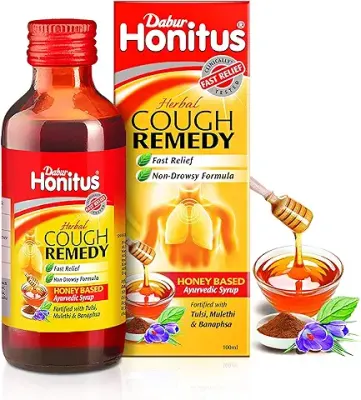 4. Dabur Honitus Cough Syrup - 100ml | Fast Relief from just 15 mins | Non-drowsy Formula