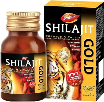 4. DABUR Shilajit Gold - 20 Capsules | 100% Ayurvedic Capsules for Strength , Stamina and Power | Premium Ayurvedic Supplement | For Men