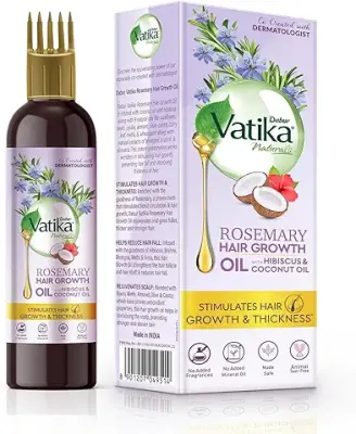 8. Dabur Vatika Rosemary Hair Growth Oil with Hibiscus & Coconut Oil - 200ml | Stimulates Hair Growth and Thickness | Co-Created with Dermatologist | No Mineral Oil | No Added Fragrance | Animal Test Free