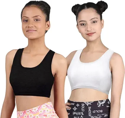 Fashion Bones - Women's Cotton Non Padded Non-Wired Sports Bra (Pack of 3)