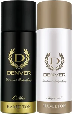 13. DENVER Caliber Deo + Imperial Deo - 165ML Each (Combo Pack of 2) | Long Lasting Fragrance for Men