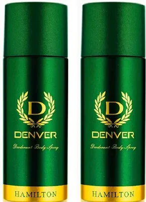 8. DENVER Hamilton Deodorant for Men - 165ML Each (Pack of 2) | Long Lasting Deo Body Spray for Men