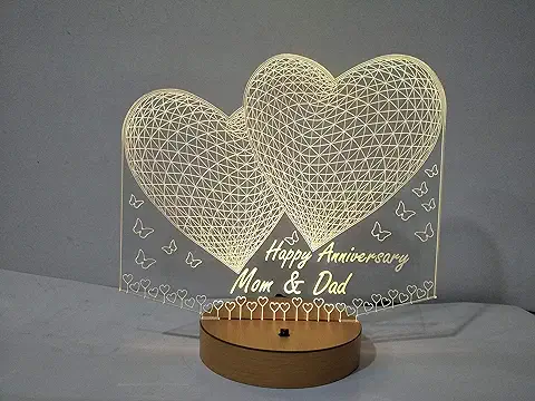 7. DESIGN ELLE multicolour 3D Illusion Led lamp Personalized with Any Text Gift for Birthday marriage Wedding Anniversary mom dad mummy papa mother father(Plastic, Pack of 1)