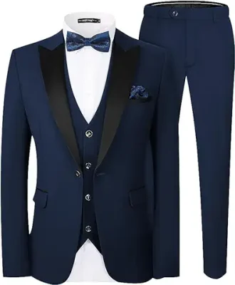 15. Dhingra Mens Slim Fit Peak Lapel Collar Tuxedo 3pcs Suit