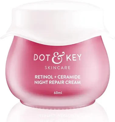 7. Dot & Key Night Reset Retinol + Ceramide Night Cream | Anti Aging Cream For Women & Men | Reduces Fine Lines & Wrinkles | Oil Free & Non Sticky Moisturizer | For Glowing Youthful Skin | For All Skin Types | 60ml