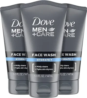 4. Dove MEN + CARE Face Wash Hydrate Plus Skin Care, 5 Oz, 3 Count