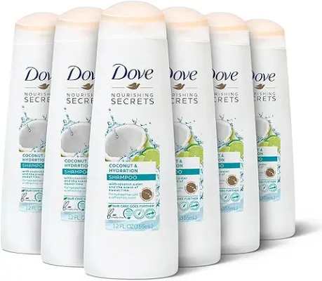 15. Dove Nourishing Secrets Hydrating Shampoo Coconut and Hydration 6 Count for Daily Use Dry Hair Shampoo With Refresh