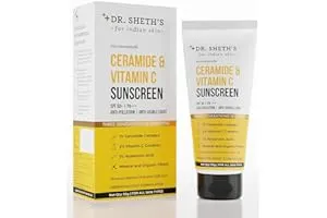 7. Dr. Sheth's Ceramide & Vitamin C Sunscreen SPF 50+ PA+++ | For Deep Moisturization | Non-Greasy, Quick-Absorbing | Zero White Cast | For Women & Men | UVA UVB Sun Protection | 50g