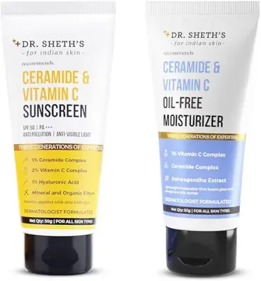 12. Dr. Sheth's Glow & Protect Duo | Lightweight Sunscreen & Oil-Free Moisturizer Combo | Normal to Combination Skin | 100g