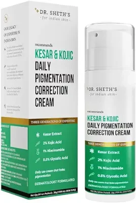 1. Dr. Sheth's Kesar&2% Kojic Acid Daily Pigmentation Correction Face Cream|Lightweight&Non-Greasy|With 1% Niacinamide&0.5% Glycolic Acid|Removes Tan&Depigments Skin|Suits All Skin Types|Men&Women|30G