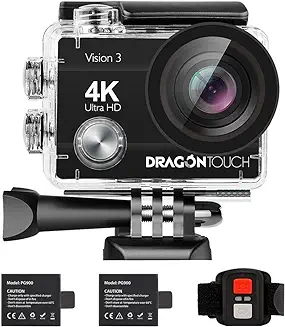 6. Dragon Touch 4K30fps WiFi Action Camera 16MP Vision3 Underwater Waterproof Camera 170° Wide Angle Sports Camera 4X Zoom with Remote 2 Batteries and Mounting Accessories Kit