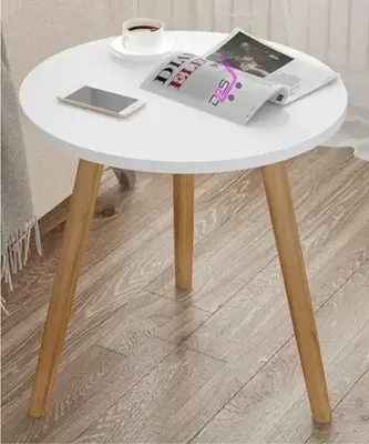 8. Dream Arts Shoppee Foldable Round Shaped Side Table/Tea Coffee Breakfast Table ( Wood,White )