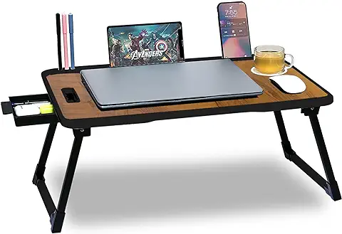 9. DRM Mart Privilion Globle Study Table/Bed Table/Foldable And Portable Wooden/Writing Desk For Office/Home/School (Wood Cotted)