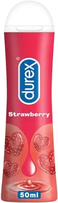 9. Durex Lube Strawberry Flavoured Lubricant Gel for Men & Women - 50ml | Water based lube | Compatible with condoms & toys