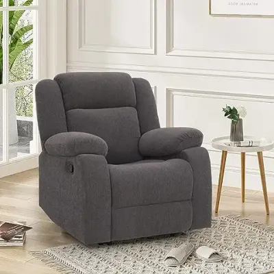 duroflex Avalon Fabric Single Seater Recliner (Grey, DIY)