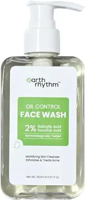 11. Earth Rhythm 2% Salicylic Acid Face wash for Oily and Acne Prone Skin, Anti Acne Face Cleanser | Men & Women - 150ml