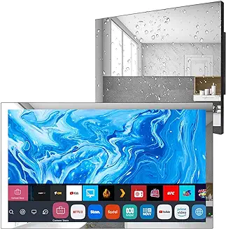 13. elecsung 24 inch Smart Mirror TV for Bathroom 1080P Waterproof with Integrated HDTV
