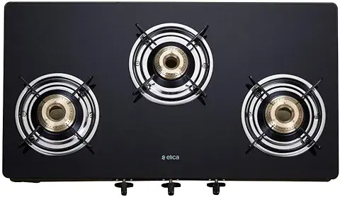 4. Elica Vetro Glass Top 3 Burner Gas Stove (703 CT VETRO BLK)