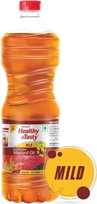 8. Emami Healthy and Tasty Kachi Ghani Mustard Oil Bottle, 1L