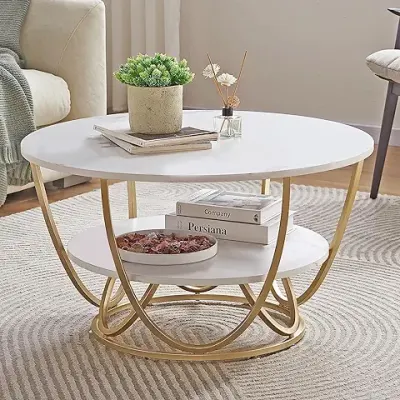 13. ETILAN Faux Marble Round Coffee Table