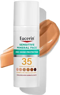 8. Eucerin Sun Tinted Mineral Face Sunscreen Lotion