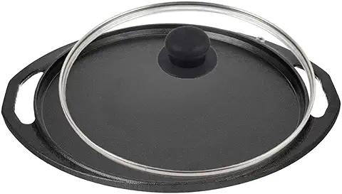 11. EUGOR Now in India Pre Seasoned Cast Iron 11 Inches / 280MM Dosa Tawa with Toughened Glass Lid/Seasoned with Organic Vegetable Oil